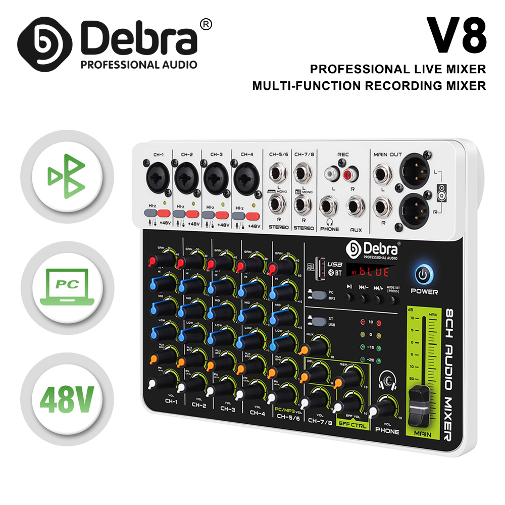 Audio Mixer 4 Channel - Interfaz de Audio Debra V4/V8, Mezclador,