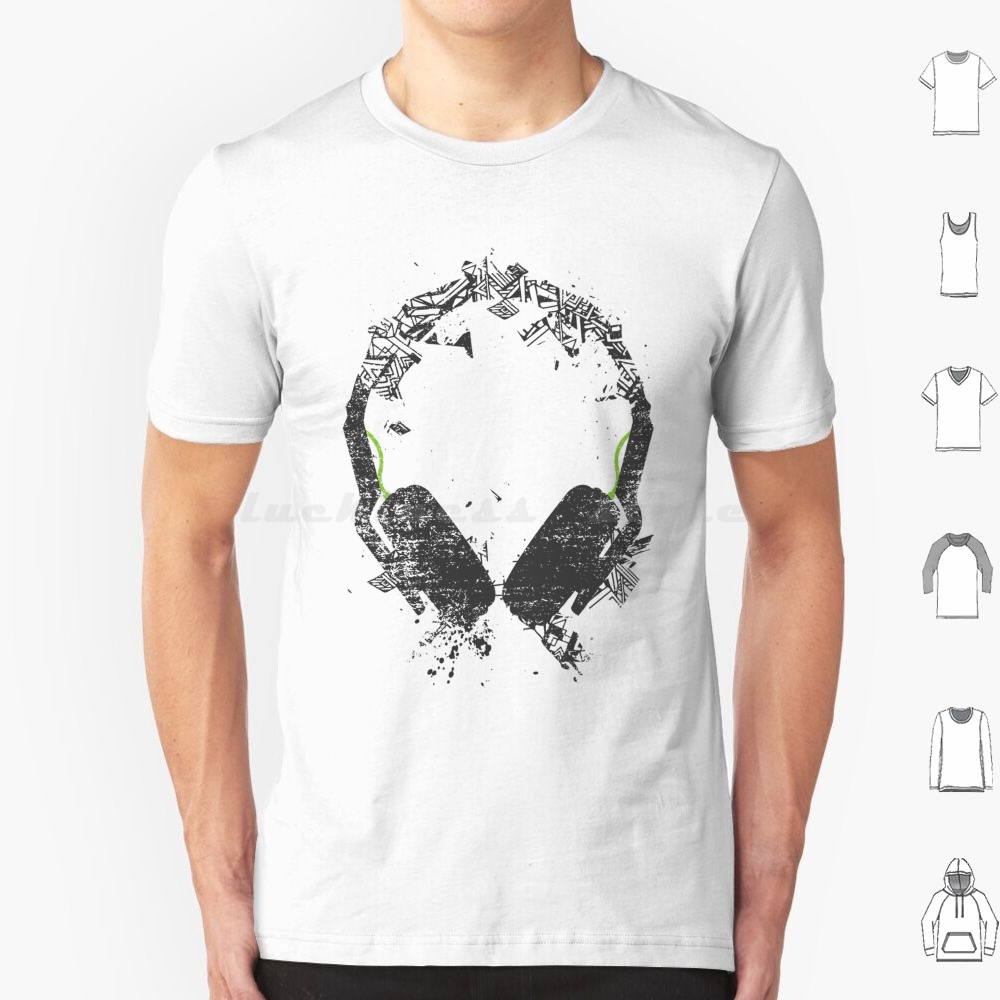 Audio House Music - Música arte auriculares camiseta tamaño grande