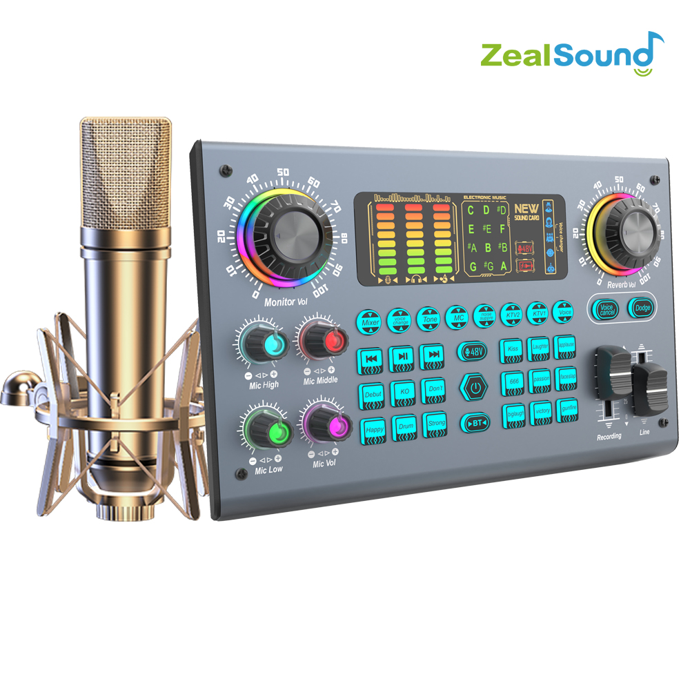 Xlr Microphone Condenser - Zealsound-Paquete de equipo de tarjeta de