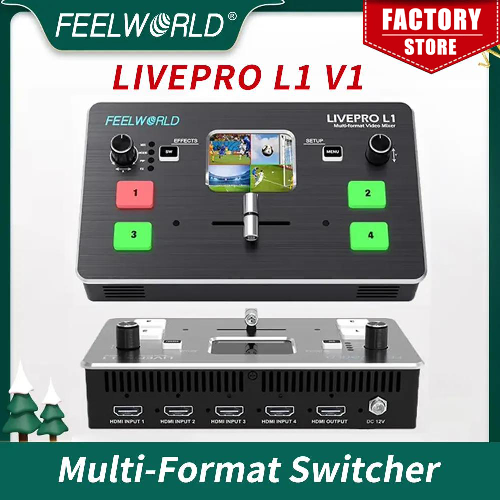 Audio Mixer 4 Channel - FEELWORLD LIVEPRO L1 4 entradas HDMI
