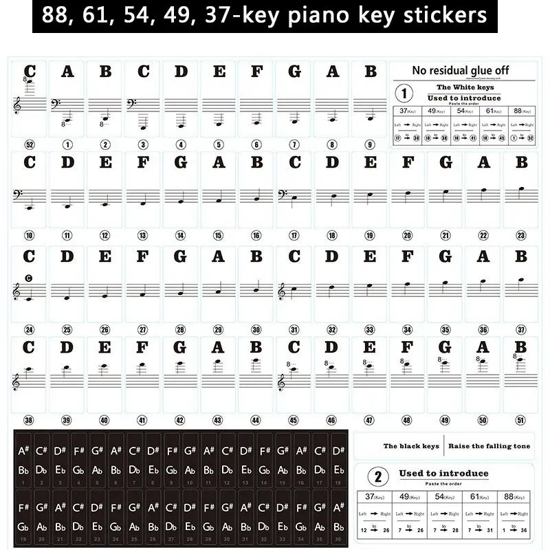 Pegatinas de entrenamiento de  - Keyboard Piano 61 Key reseña y precio