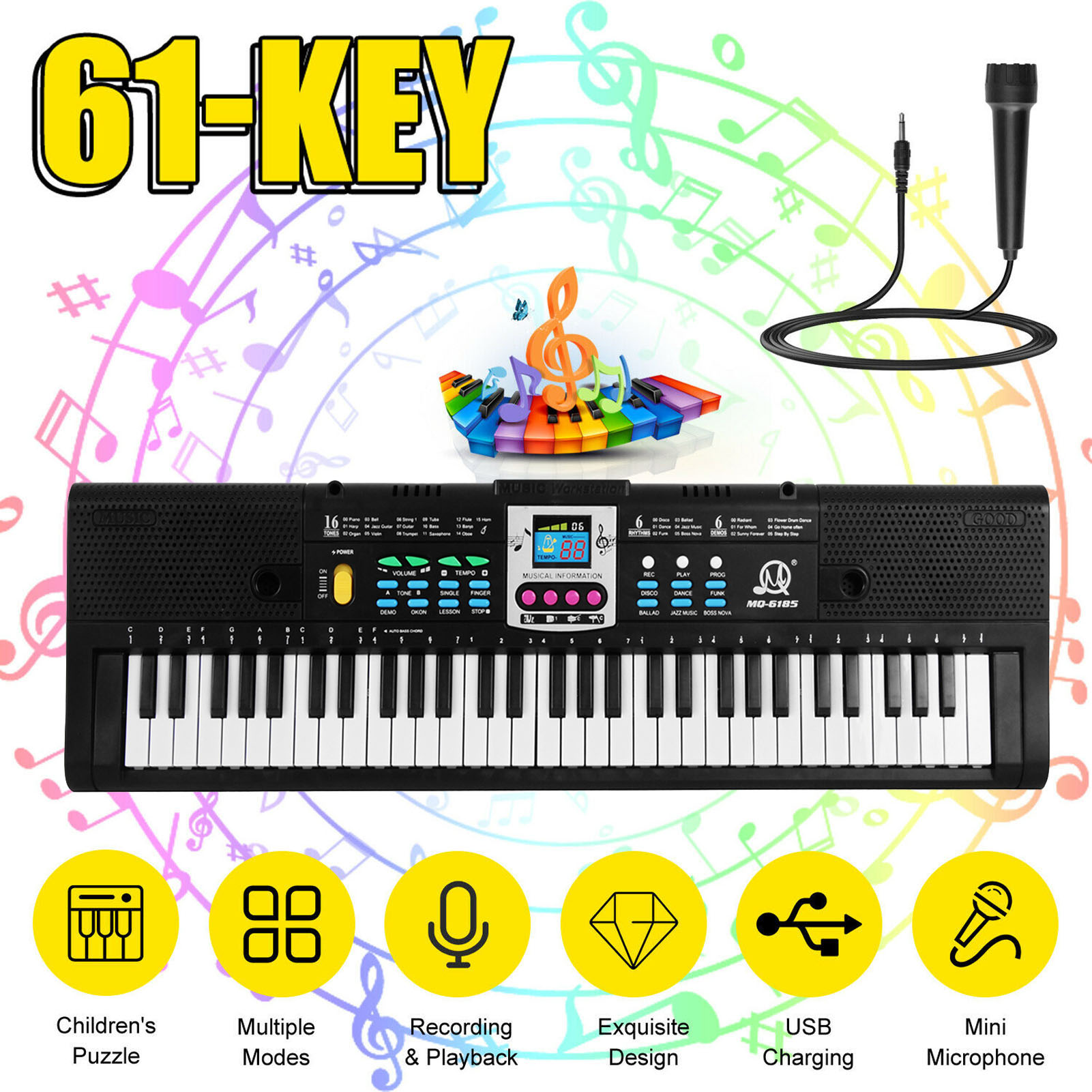 Teclado electrónico de música  - Keyboard Piano 61 Key reseña y precio